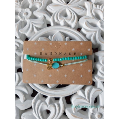 setje in turquoise-groen met ovaal tussenstuk setje in turquoise-groen met ovaal tussenstuk